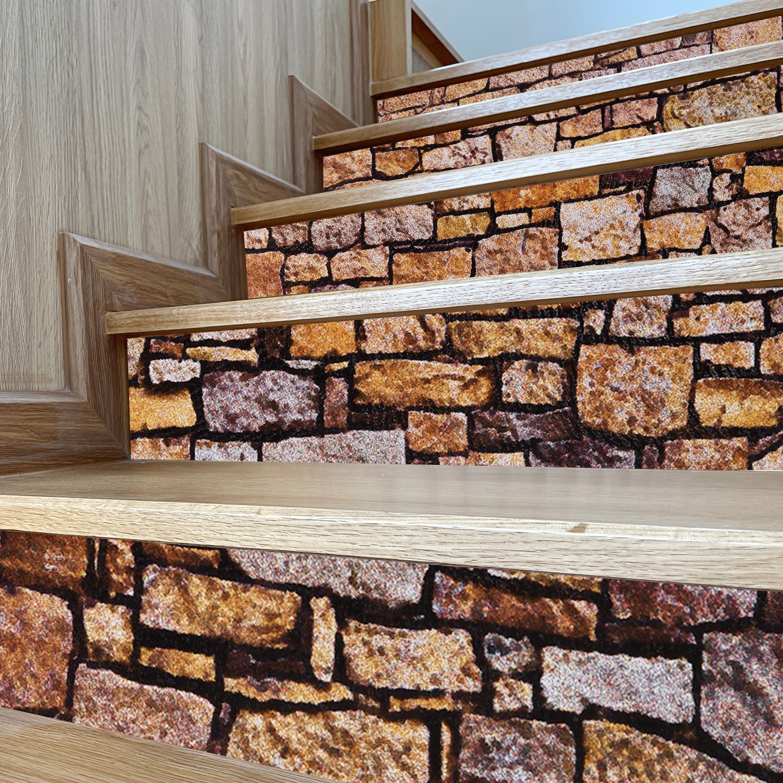 6 Packs Stair Stickers 39"x7" Self-Adhesive Staircase Decals Stone Pattern