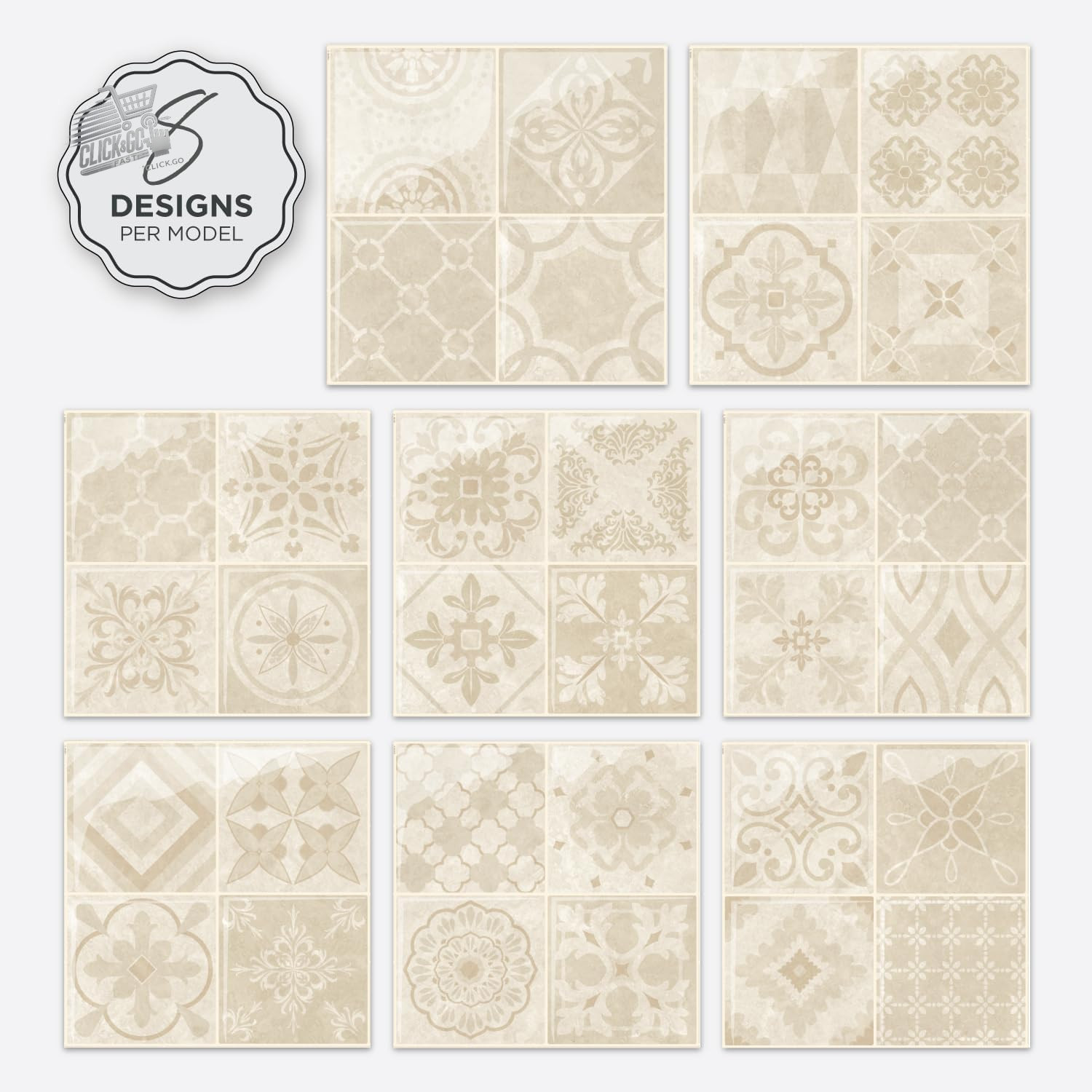 Credence – Kitchen Wall Sticker, Vintage, Multicolor, 3D, 5 Stickers From