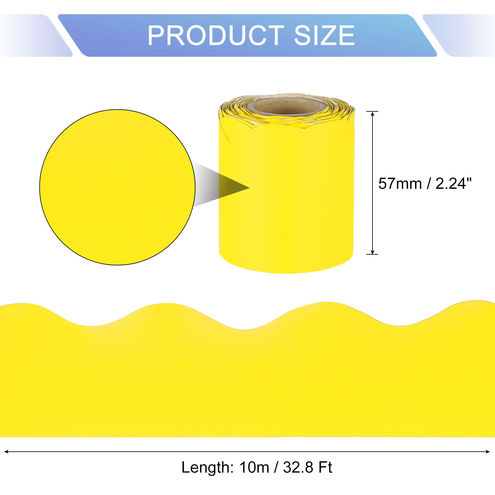 Bulletin Board Border, 32.8Ft x 2.24Inch Classroom Border Trim, Yellow