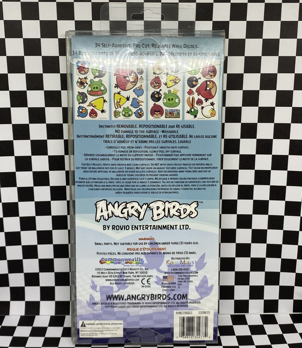 CommonWealth Toy Angry Birds Peel and Stick Wall Pre-Cut Self-Adhesive Decals
