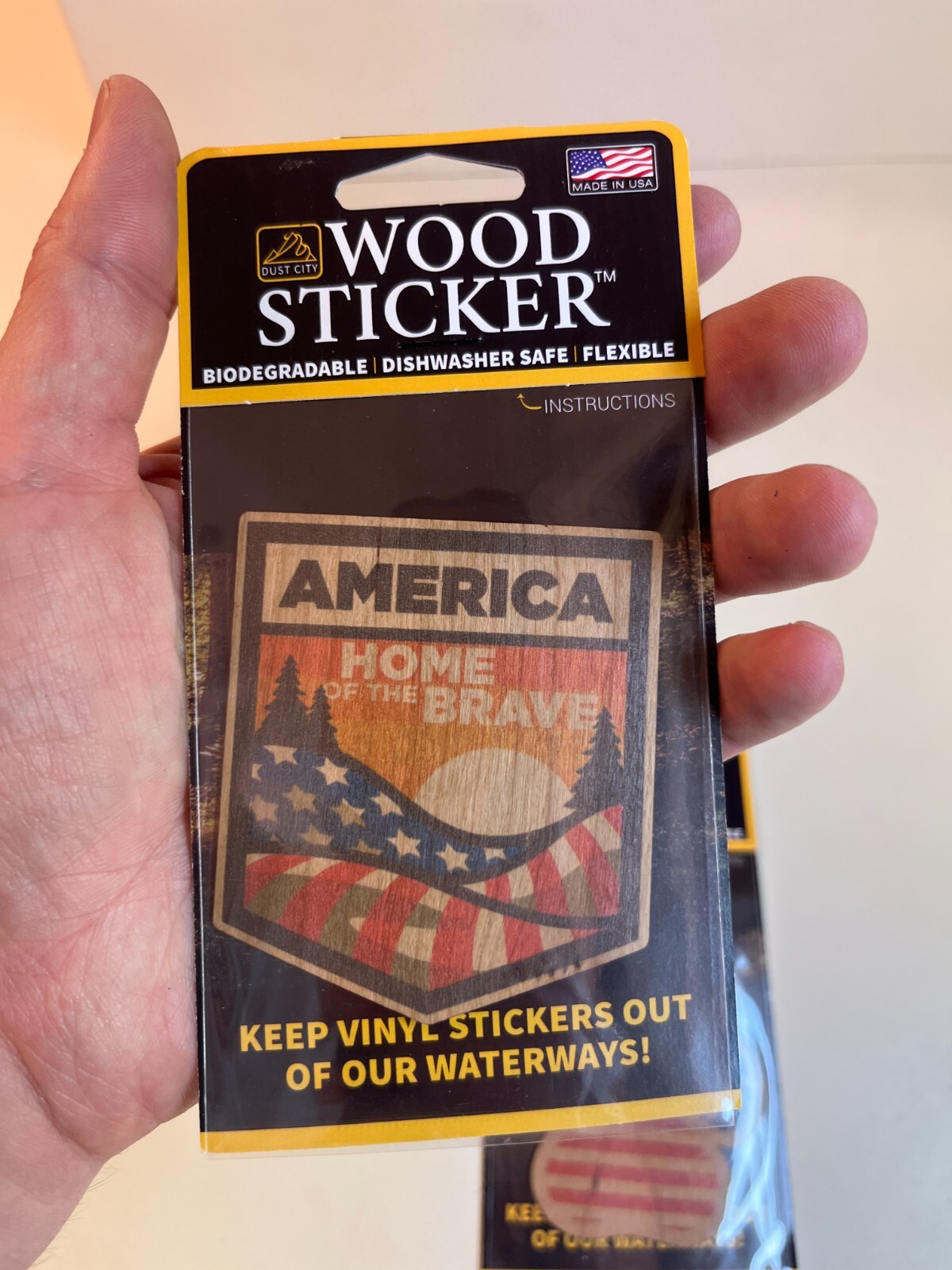 Dust City Wood 3 Stickers Lot Back to School, USA Flag America Home to the Brave