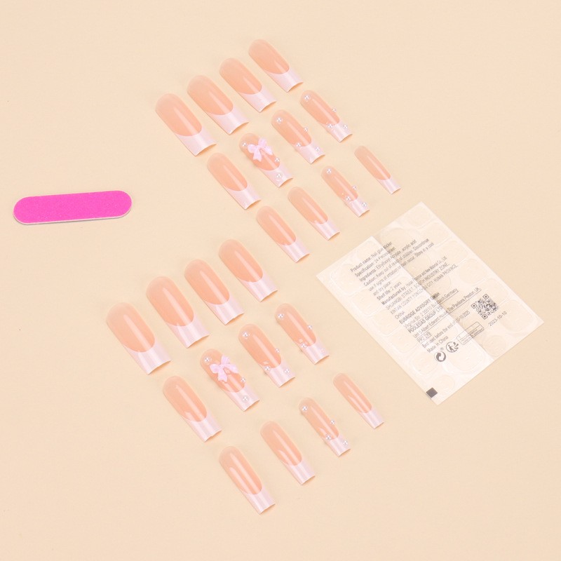 Rectangular Pearl Bow Nail Sticker Finished Product New rectangular pearl