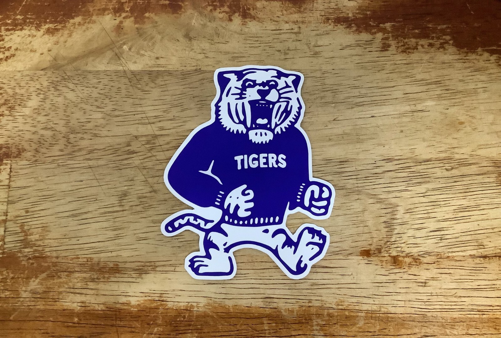 Tigers High School Mascot Blue and White Decal Sticker