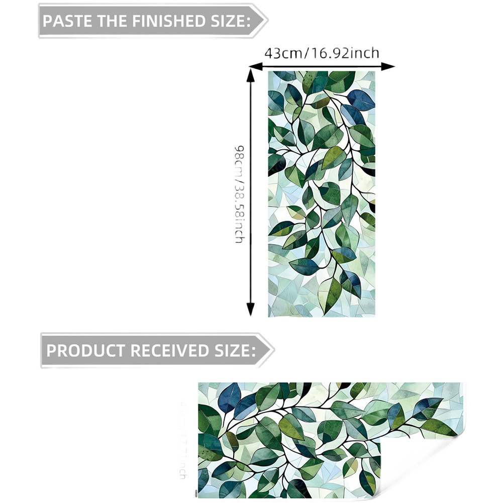 Window Film Elegant Foliage Design PVC Static Cling for Residential Use
