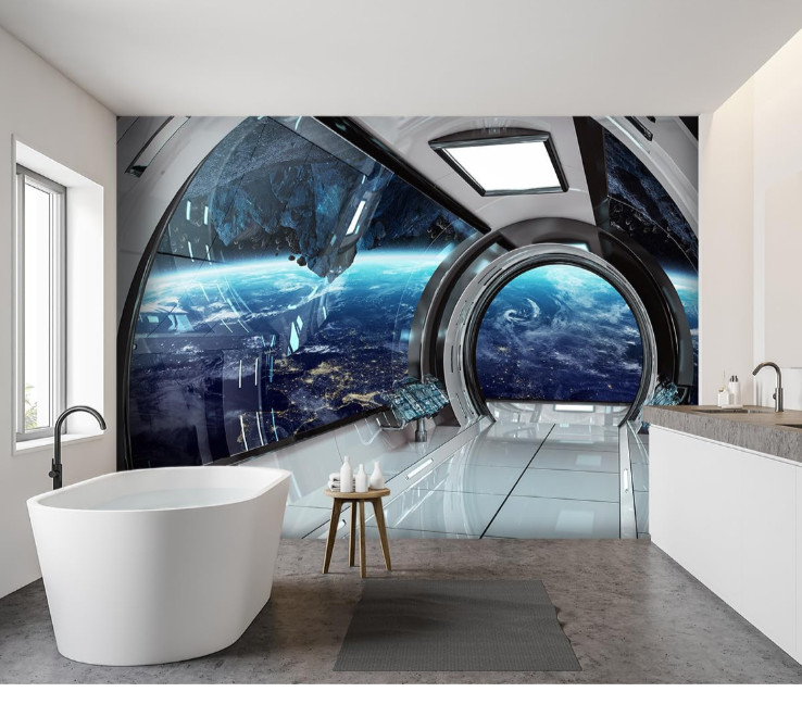 3D Capsule Space Fabric Wallpaper Living Room Bedroom Bathroom Boys Girls Ch…
