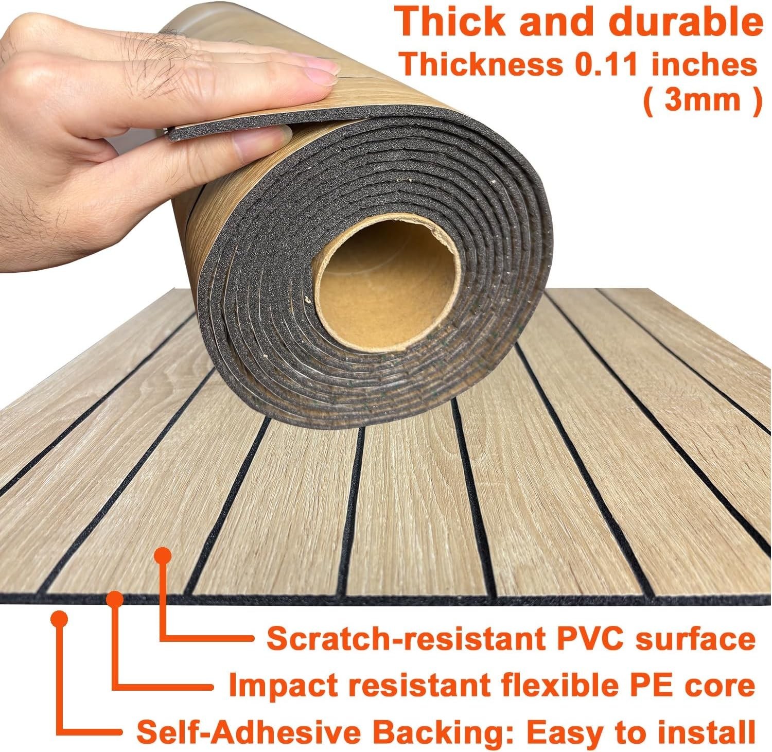 Self-Adhesive PVC Slat Wall Panel 236”x15.75” – Luxurious Faux Wood Finish