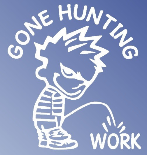 Gone Hunting Calvin Peeing Windowl – Multiple Colors