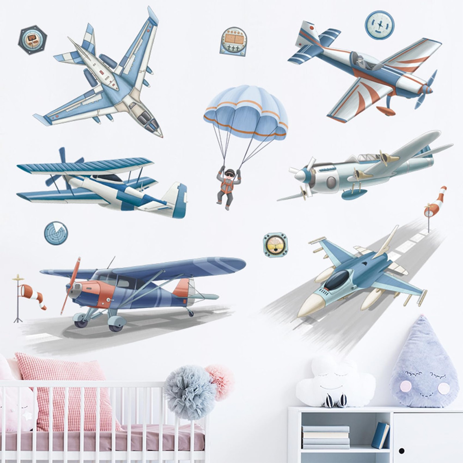 Airplane Wall Decals Airplanes for Kids Airplane Art Space Decor for Boys Room
