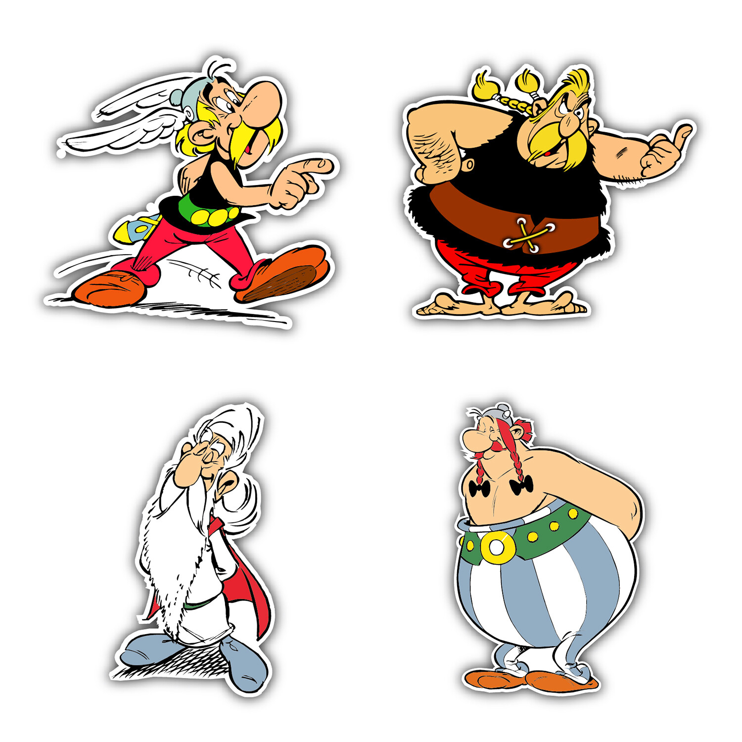 Asterix Dogmatix Cartoon Set Of 4 Vinyl Sticker Decals – 5" longer side ID:2