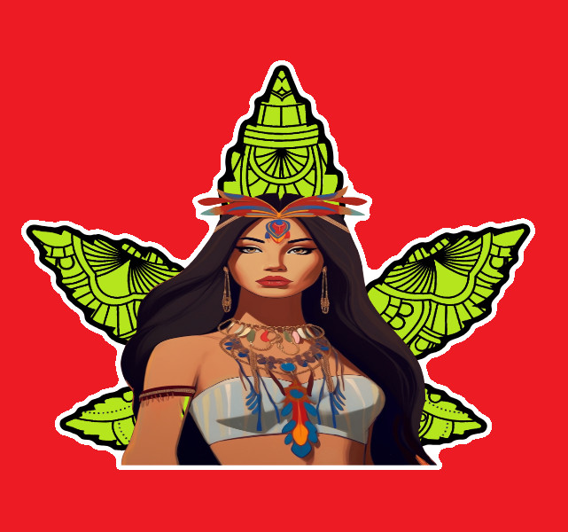 Green Tribal Pot Leaf Native Stoner Vinyl 420 Weed Sticker Marijuana UV Safe