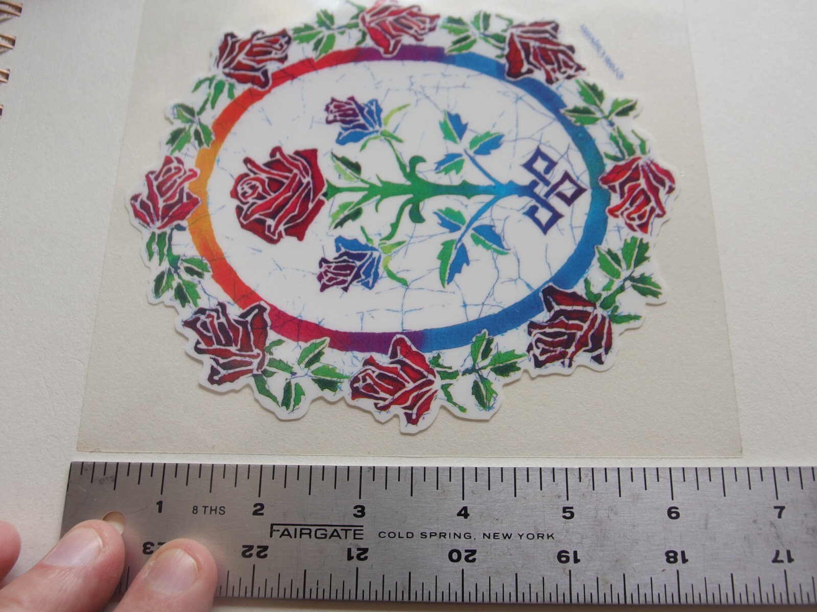 Vintage Grateful Dead-Inspired Window Sticker 🌹 Rainbow Roses Mandala 1996