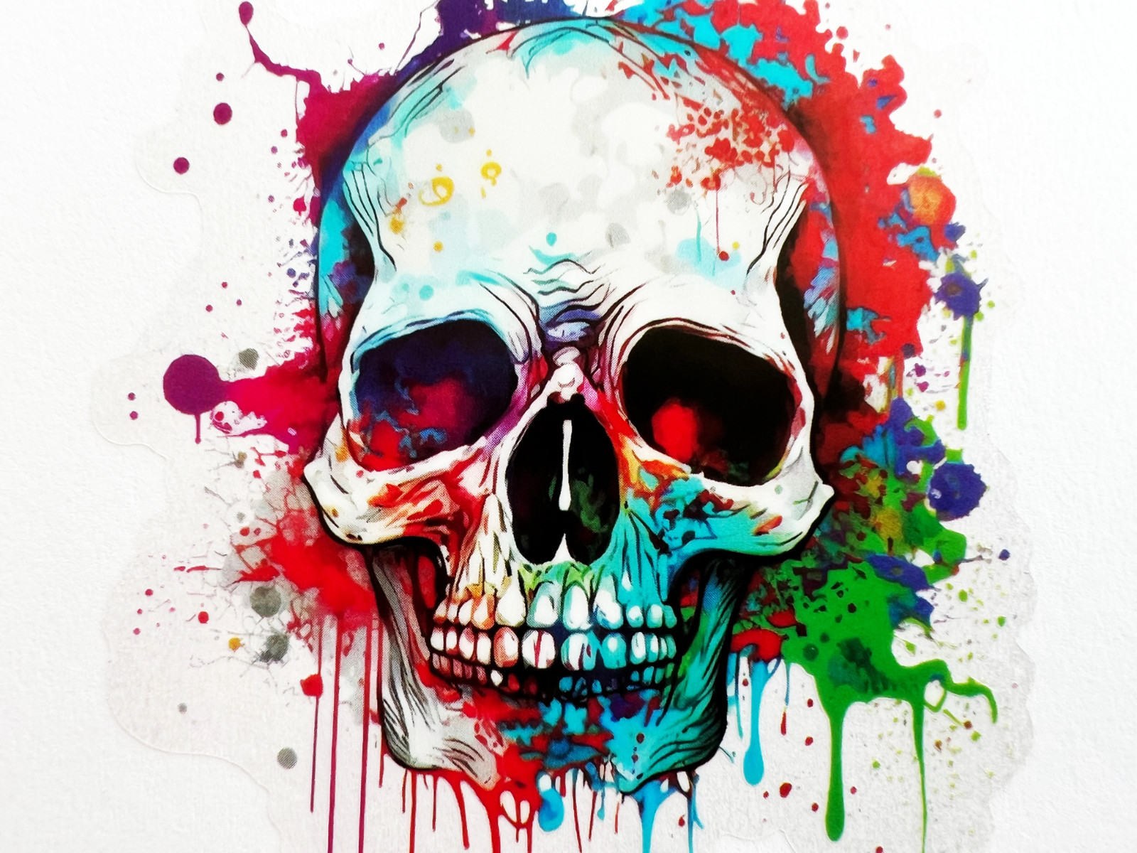 Colorful Skeleton Skull 3 Inch Transparent Sticker Cool Goth Decal