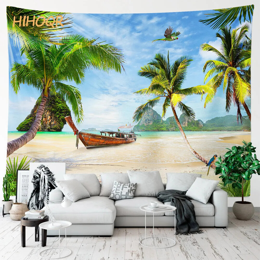 Palm Tree Large Cloth Wall Tapestry Aesthetic Room Decor Hippie Boho Landscape