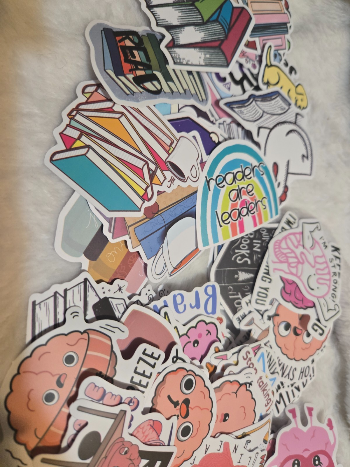 (10 random) Book & Brain Themed Vinyl Stickers for the bookworm in your life.