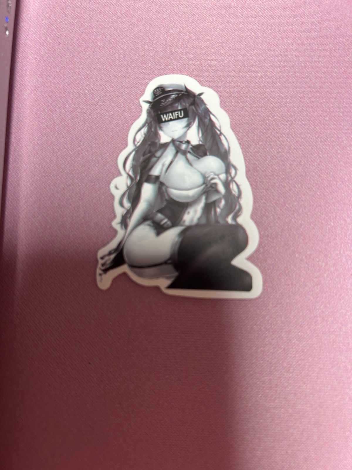 black and white waifu lewd stickers #15