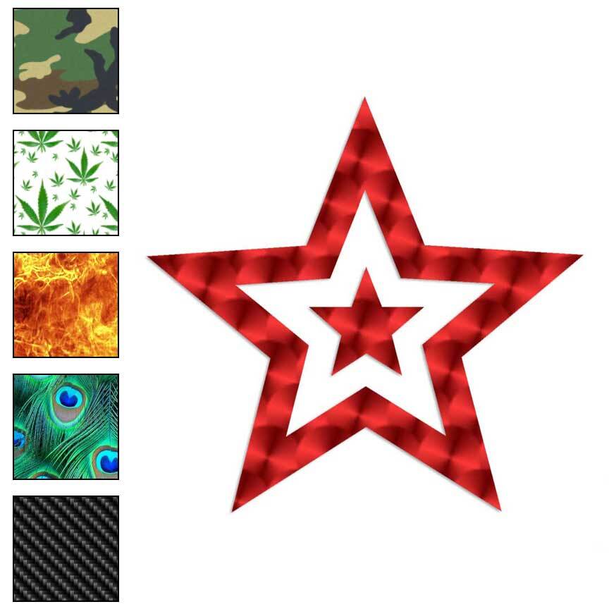 Star Inside Star, Vinyl Decal Sticker, 40 Patterns & 3 Sizes, #220
