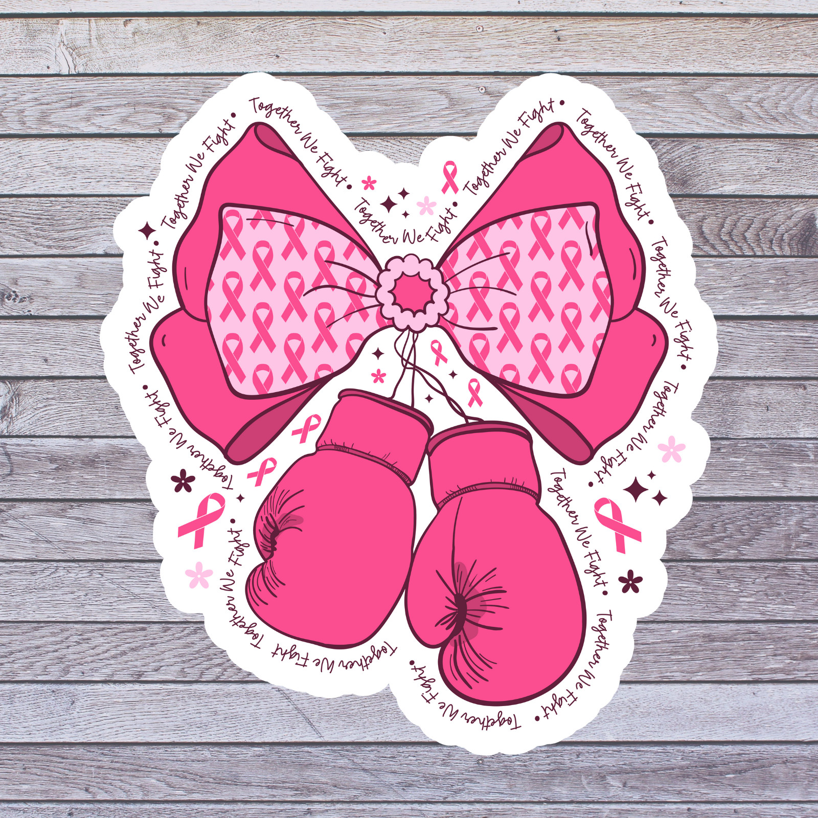 Cancer sticker vinyl decal awareness support boxing gloves breast cancer fight