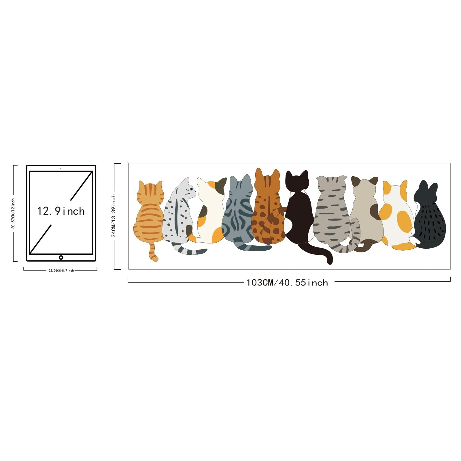 Cat Wall Decals Stickers Removable Bathroom Wall Art Decor Peel and Stick Mur…