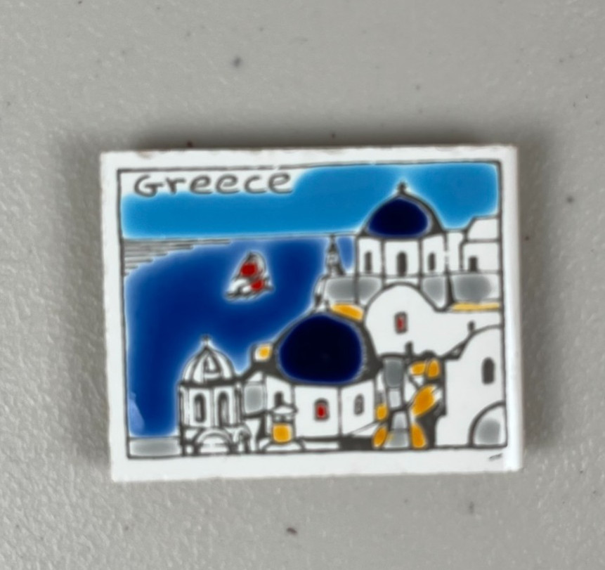 VINTAGE SANTORINI GREECE FRIDGE MAGNET TRAVEL PHOTO
