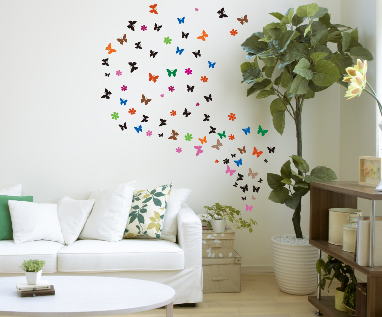 32 Multi Size/Colour Butterflies & Flowers Art Vinyl Wall Stickers HIGH QUALITY