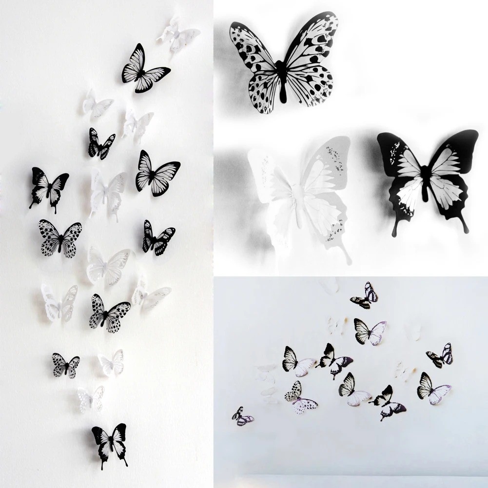 18pcs Butterfly Sticker 3D Wall Decoration for Living Room & Bedroom Stickers