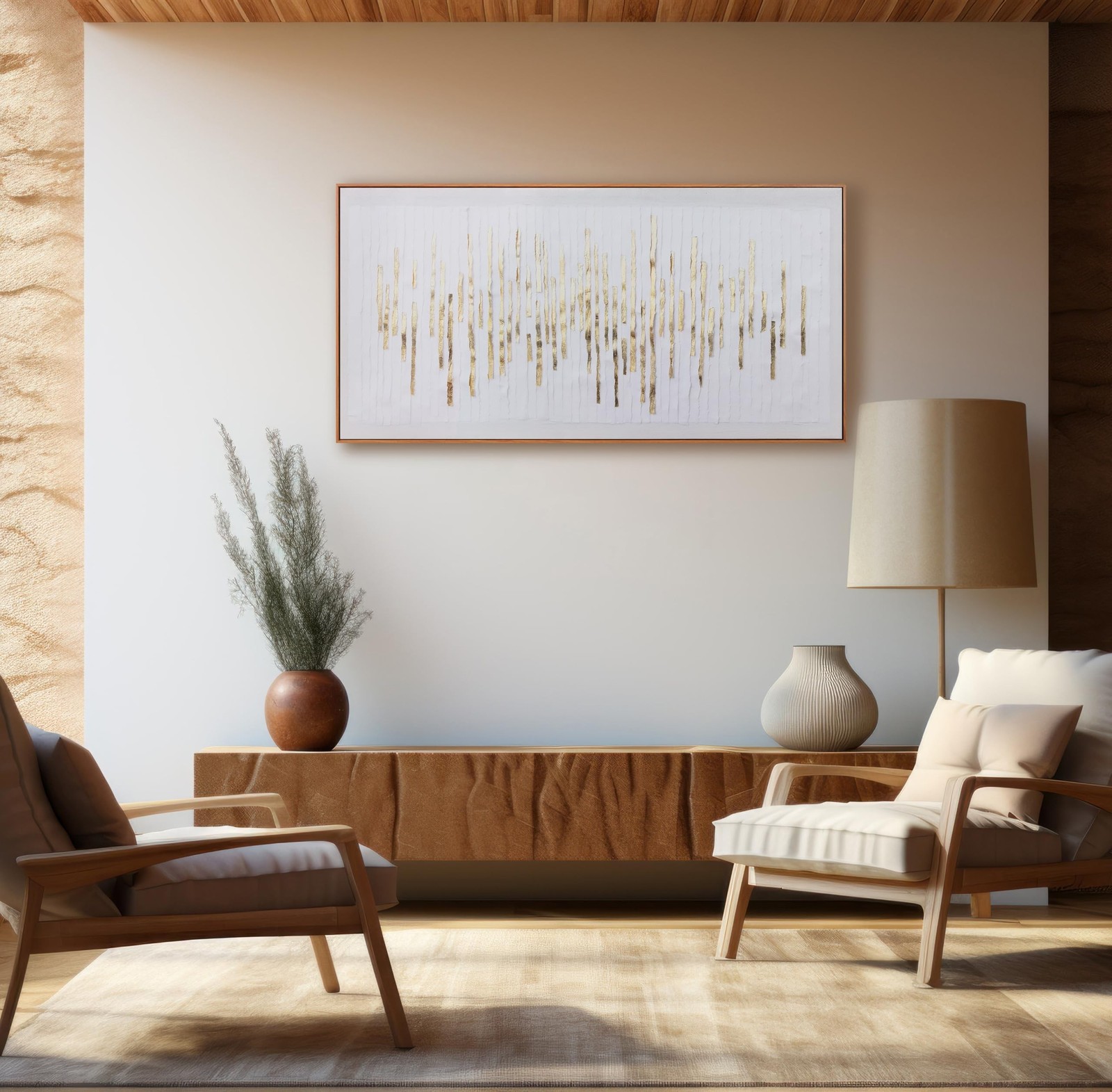 Wall Art Framed Artwork Wall Decor White Background Golden Decoration Golden …