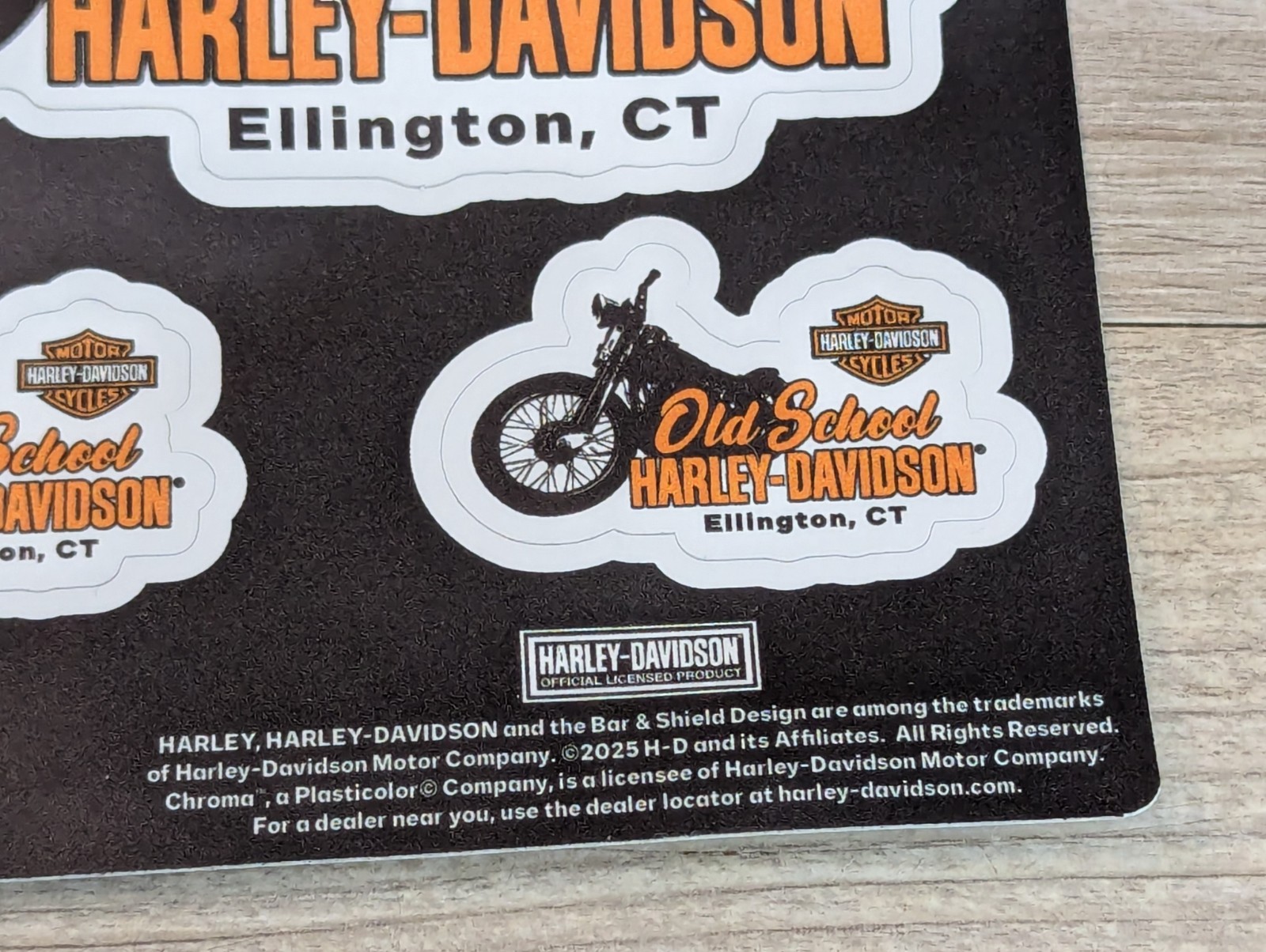 Old School Harley-Davidson Ellington CT Decal Sheet 1 LG 2 SM Chroma 2025