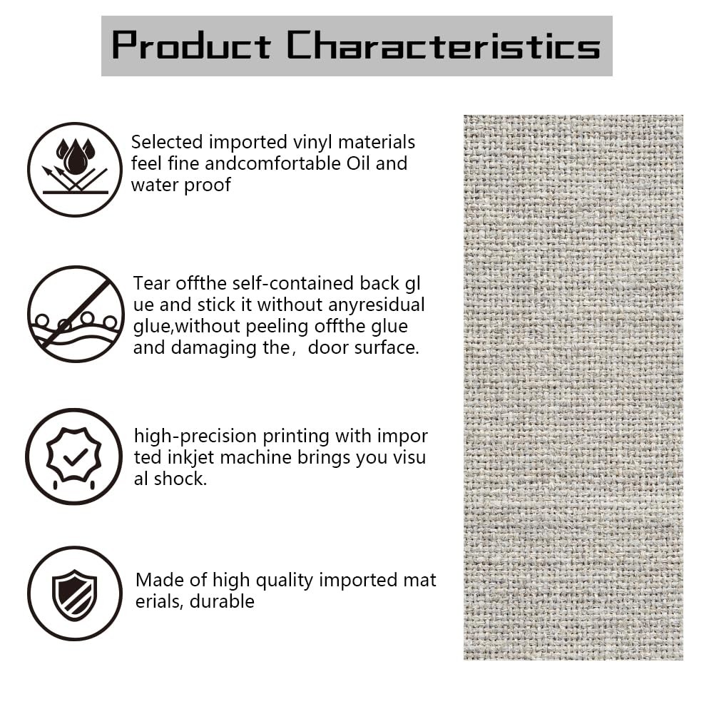 2 Sheets -Adhesive Door Sticker, 80cmx200cm/31.5×78.7inch White Linen Canvas …