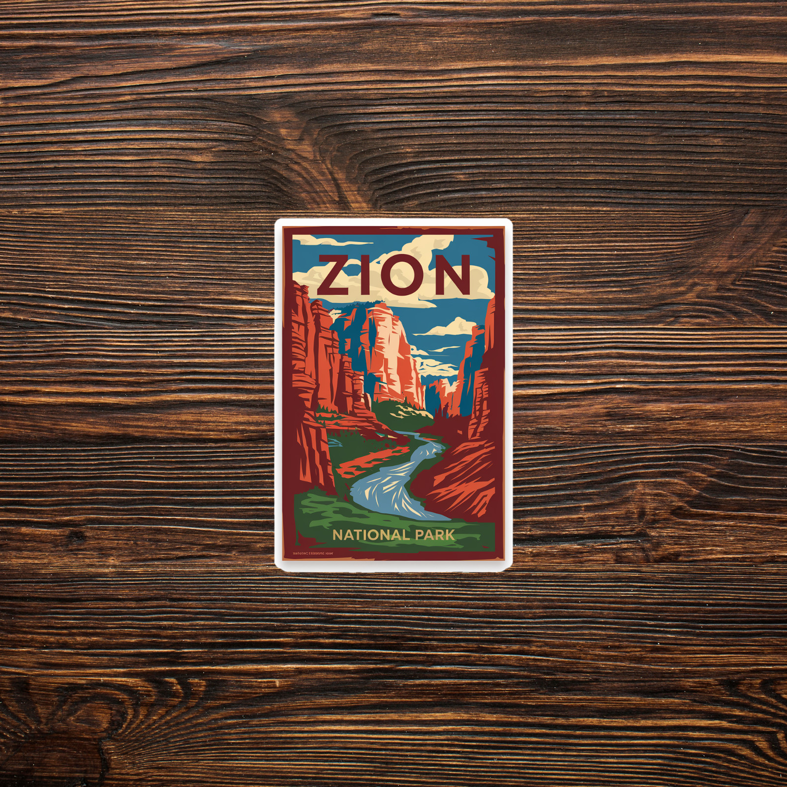 Zion National Park Vintage Travel sticker – Retro Canyon Landscape Art Print #16