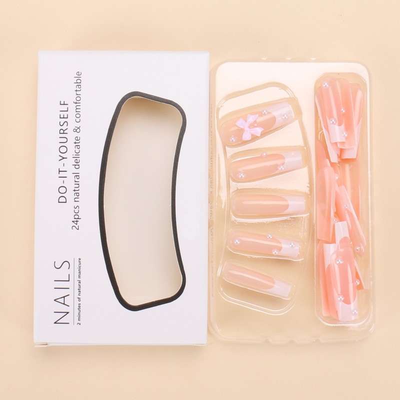 Rectangular Pearl Bow Nail Sticker Finished Product New rectangular pearl