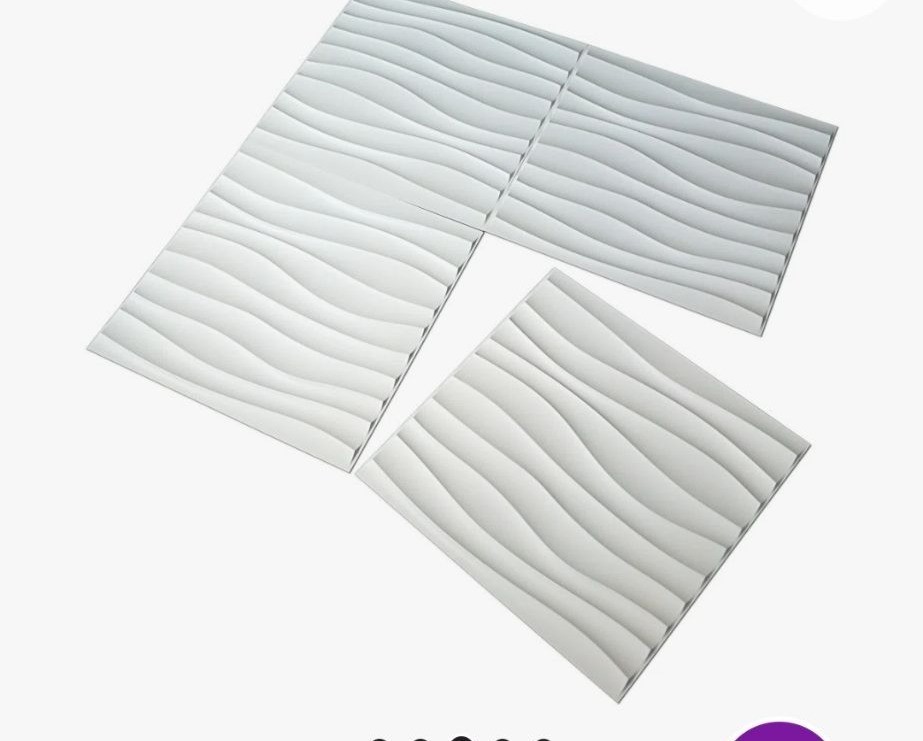 Set of 40-3D Wave Design PVC Wall Panels 12"x12" Sq. Ft. Coverage White Wall