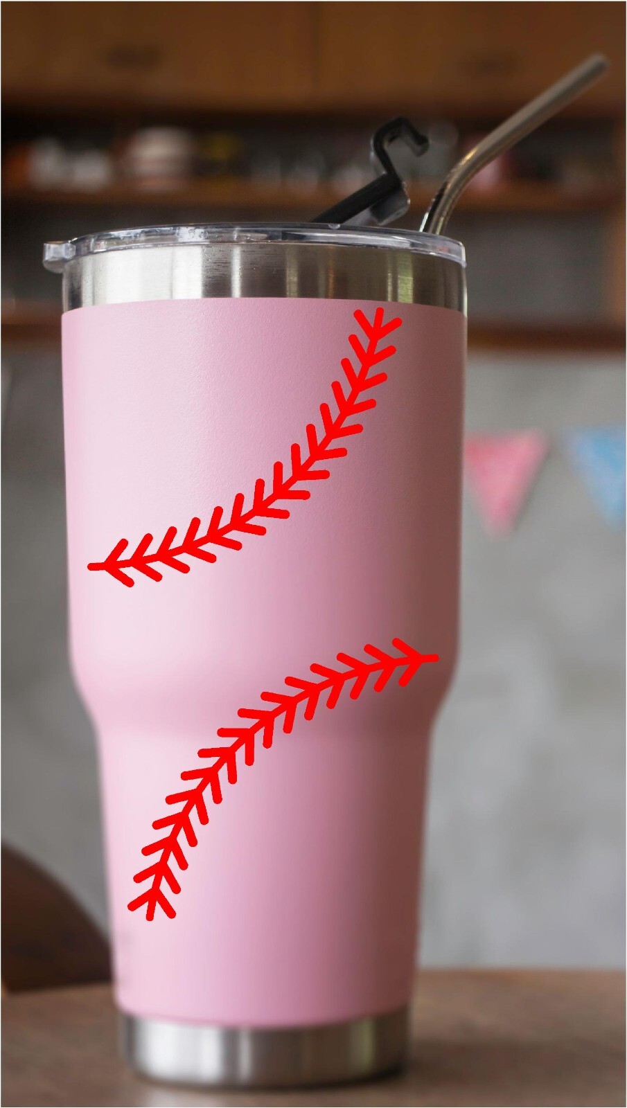 Baseball Stripes Decal Decorate anything with Smooth Surface 1.5" x 5" Set of 2