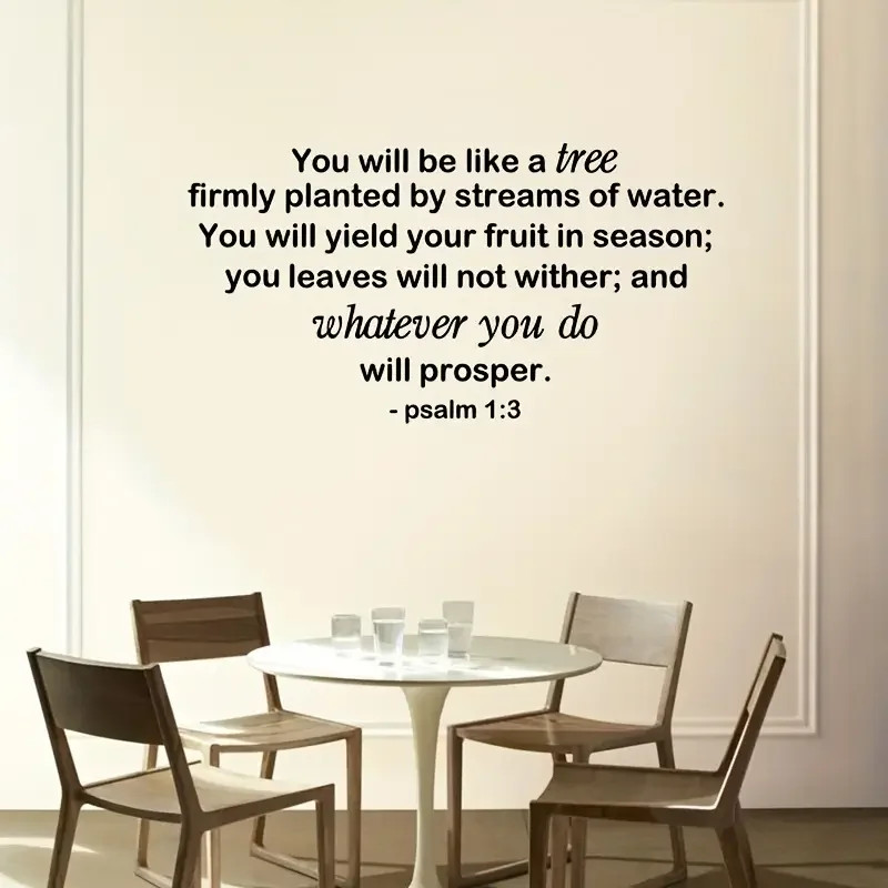 Psalm 1:3 Quote Wall Decal Contemporary Inspirational Scripture Self-Adhesive