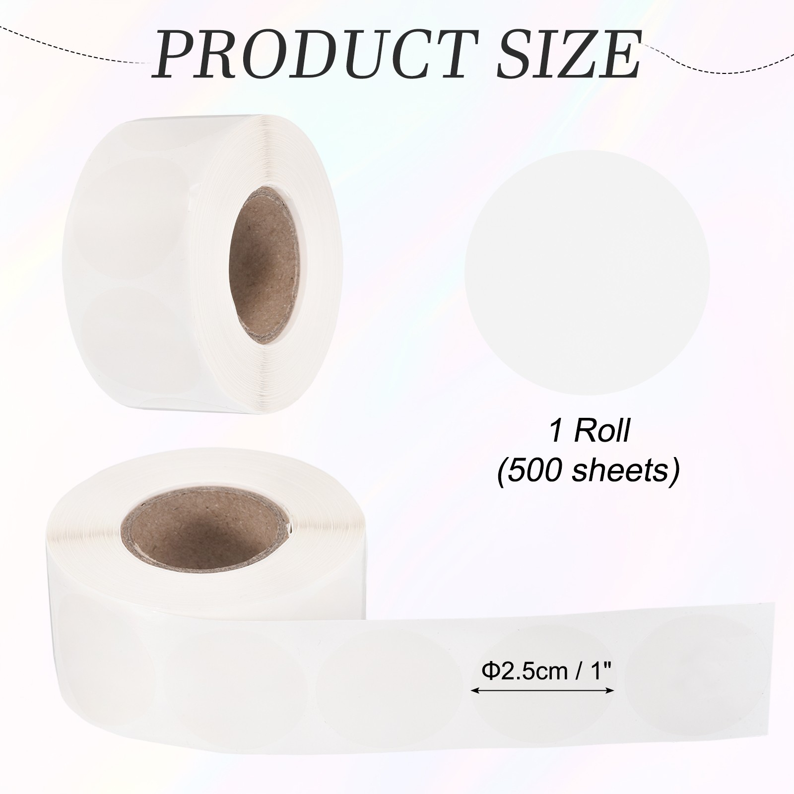 500pcs Round Thermal Label 1×1" Self-Adhesive Thermal Stickers Clear