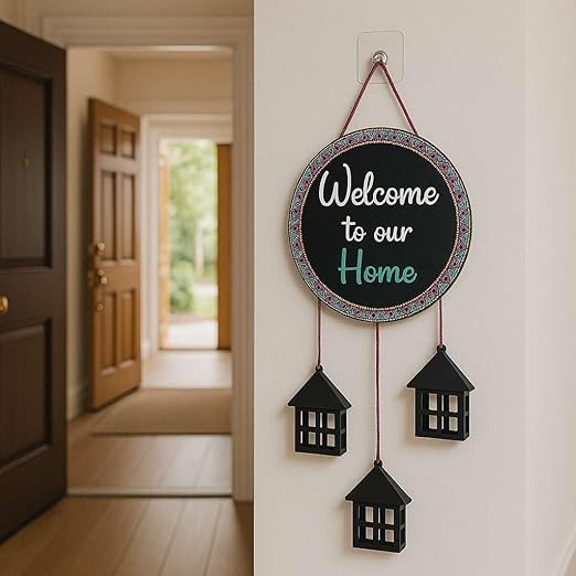 Wooden Wall Hanging Welcome Sign Decorative Quote Board For Home, Door, Entrance