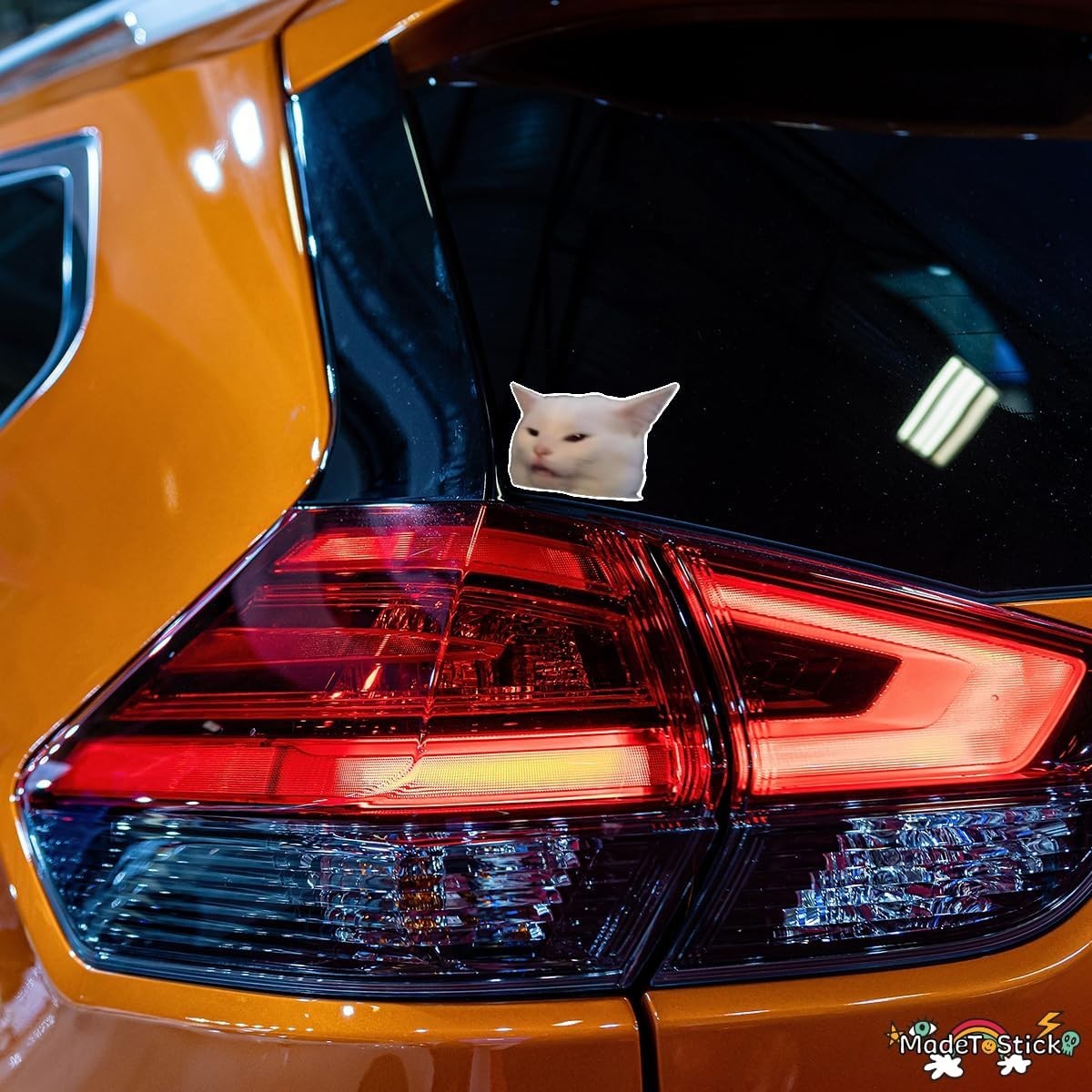 Funny Smudge Cat Meme Viral Confused Reaction Vinyl Decal Car Sticker 3.7"x5"