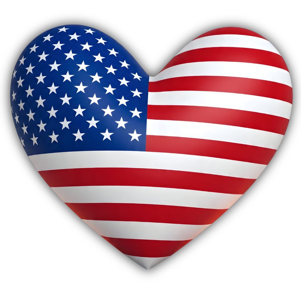 American Flag Heart Cut To Shape Vinyl Sticker
