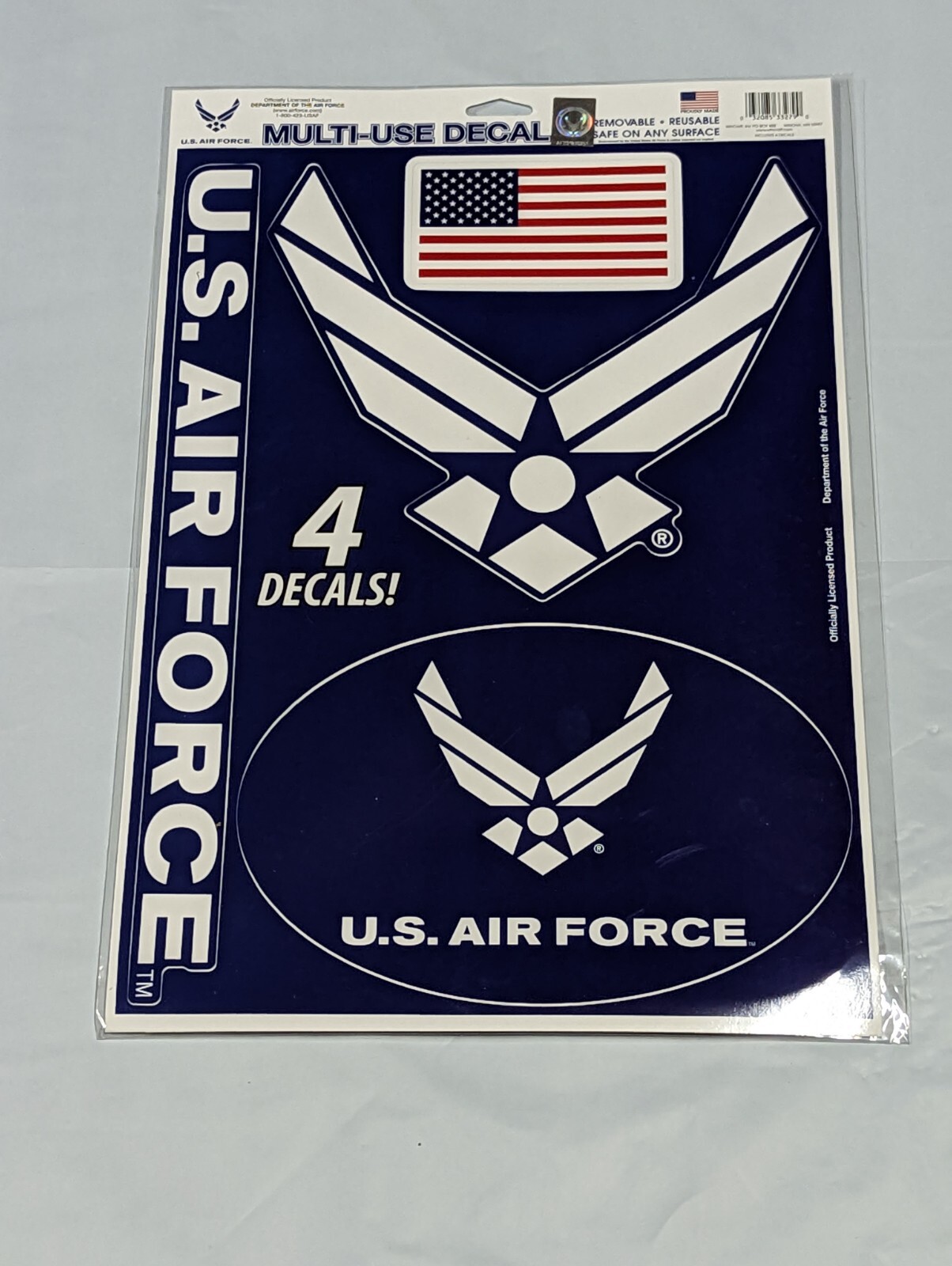 Air Force Multi Use Decals Stickers Clings US United States Military 11" x 17"