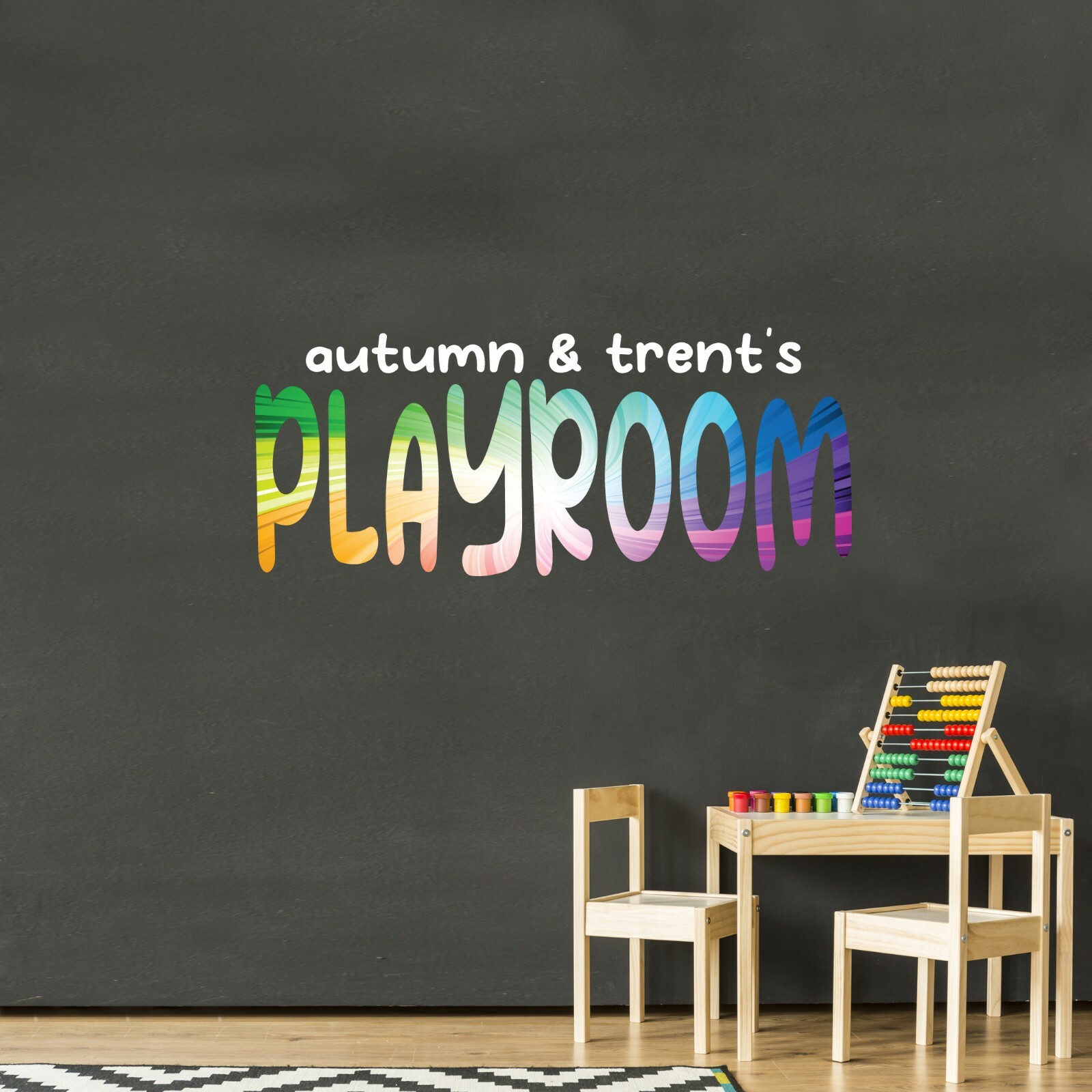 Custom Name Colorful Playroom Printed Wall Decal