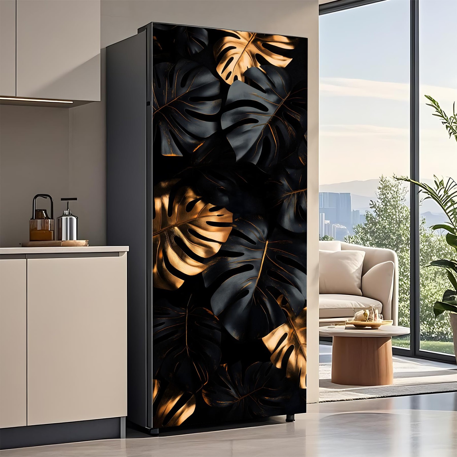 AOHMPT Self-Adhesive Refrigerator Wrap Set – Removable Vinyl Fridge Stickers,…