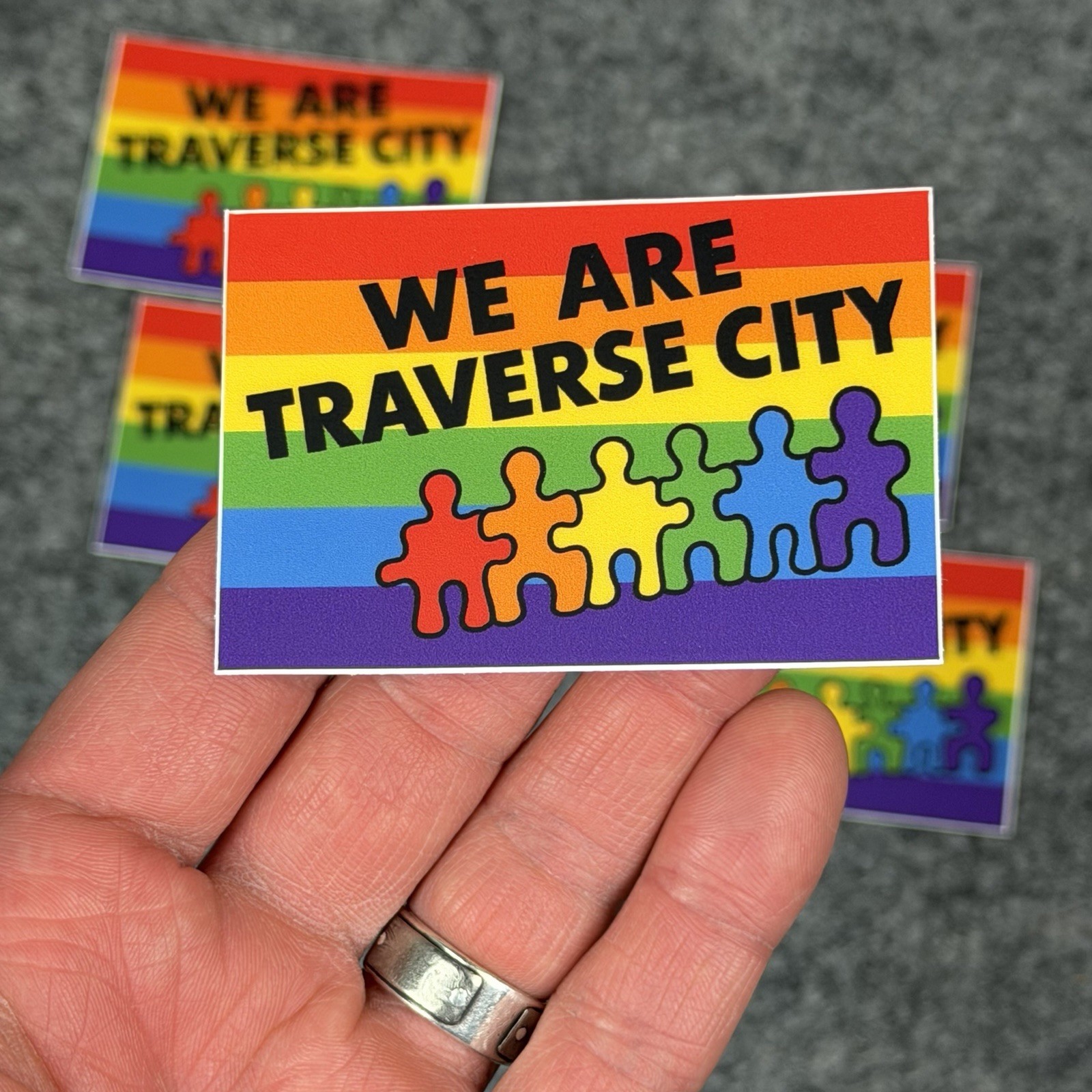 Traverse City MI Rainbow Sticker Lot of 5 Waterproof Vinyl Durable Pride Decals