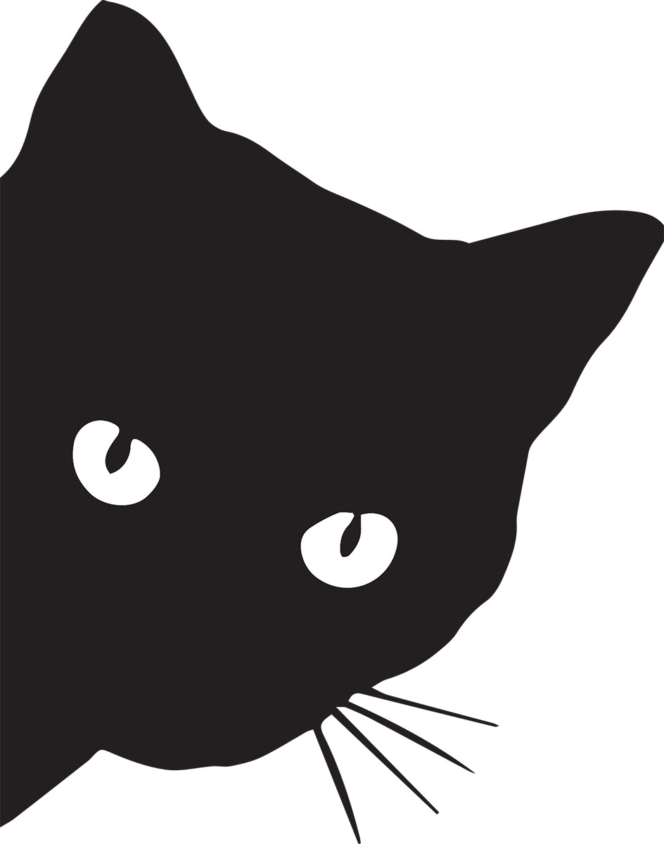 Cat Peeking Side Vinyl Decal 6 inches tall