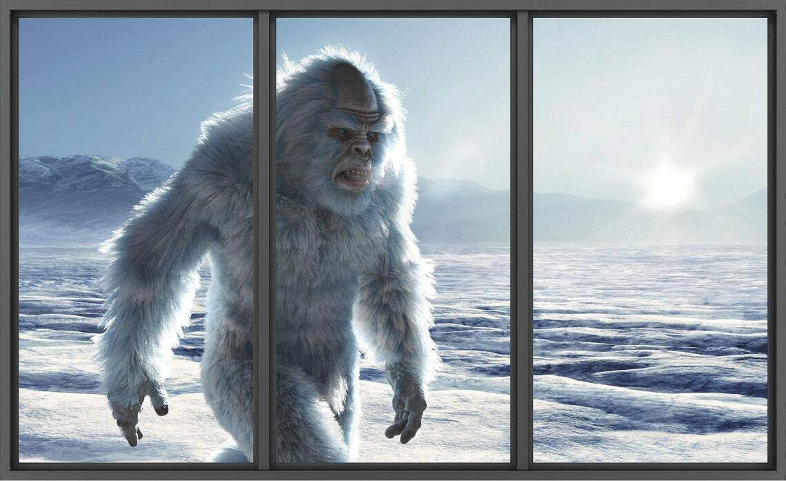 WindowScape Yeti Big Foot 3D Window Wall Decal Abominable Snowman Vinyl Sticker