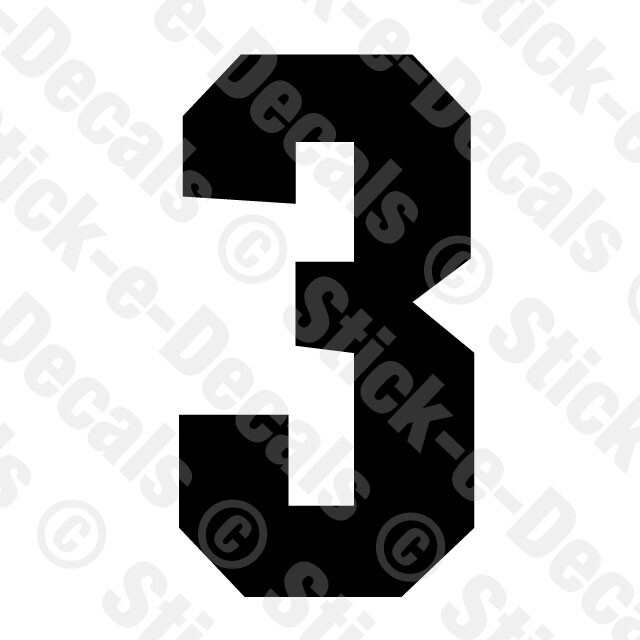 NUMBER 3 THREE Vinyl Die Cut Decal Sticker – RACING NUMBER – RSD