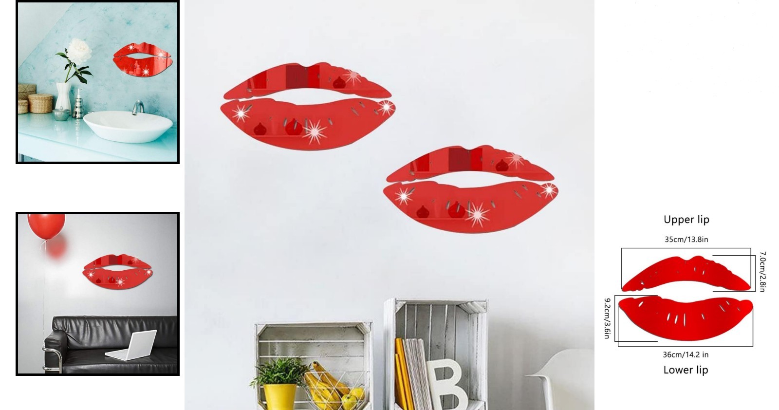 Minimalist Acrylic Kiss Shape Wall Stickers – Transform Your Space Effortlessly