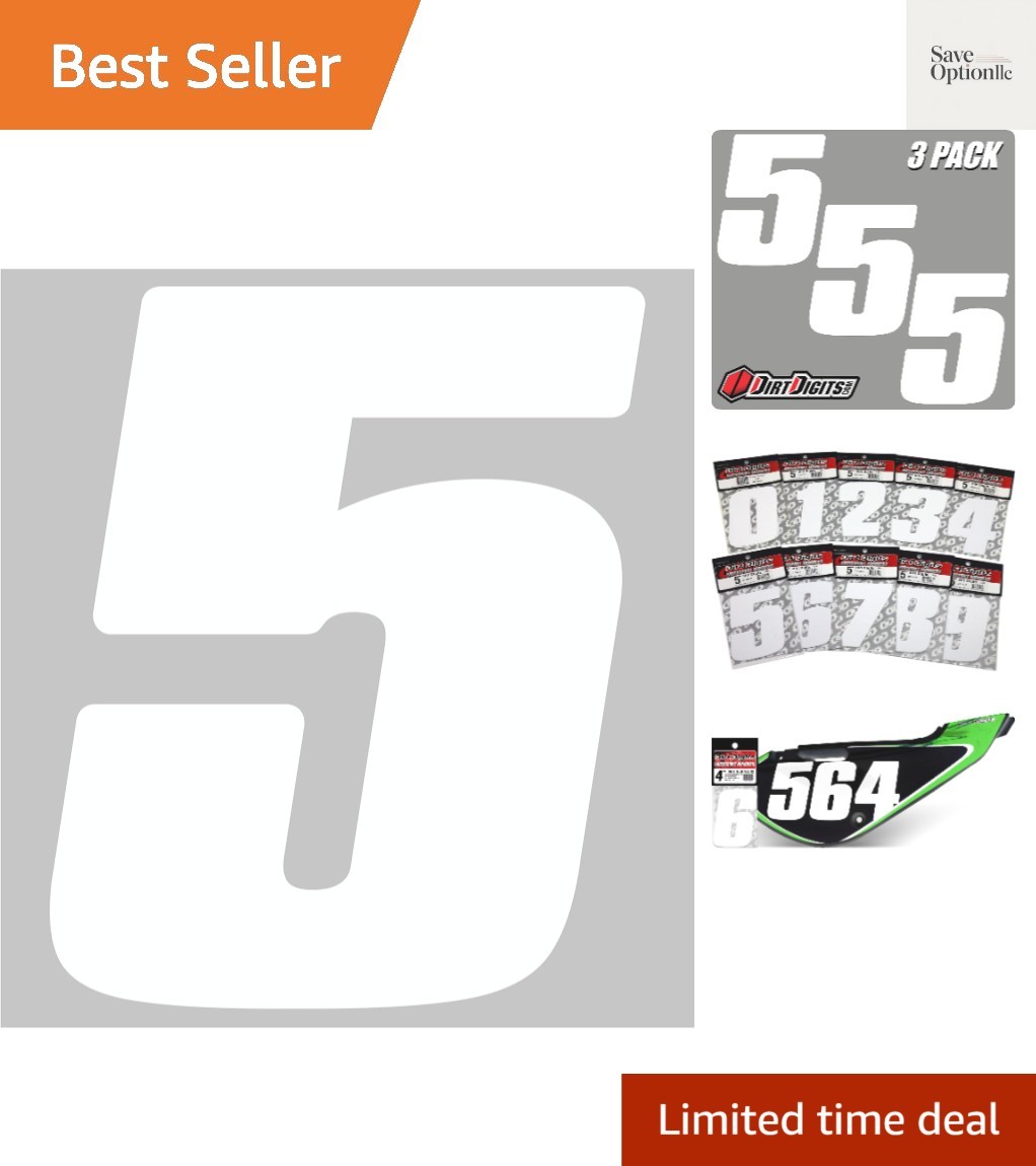 Waterproof 5.5" High-Gloss Vinyl Number 5 Set – Perfect for Motocross