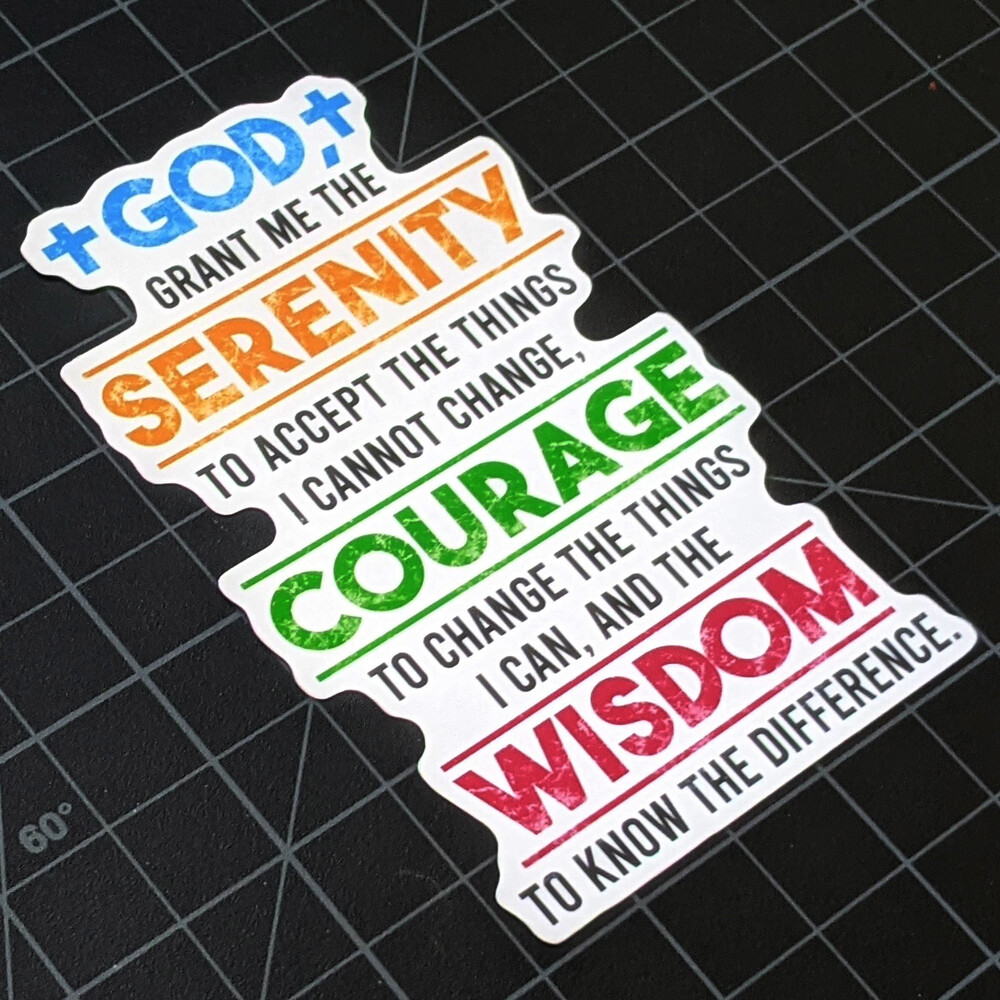 Serenity Prayer Courage Wisdom Inspirational Vinyl Decal Laptop Sticker 4 x 2.5"