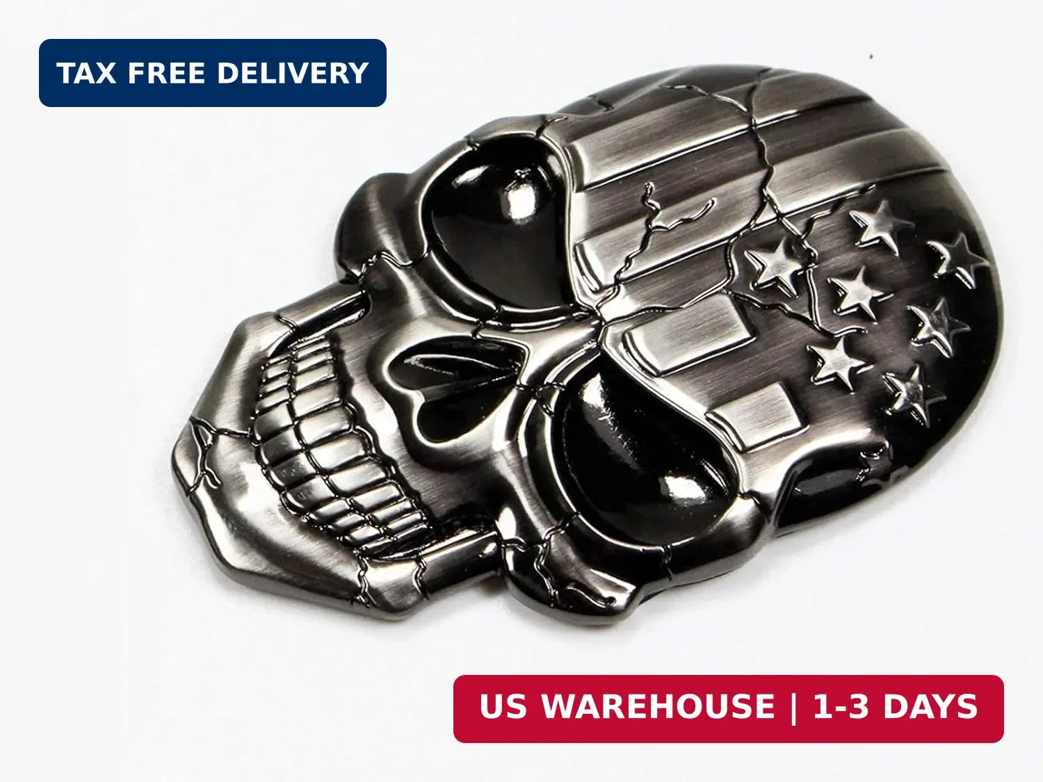 Dsycar 3D Skull Emblem USA Flag Solid Metal Car Sticker Decal Car Skeleton Emble