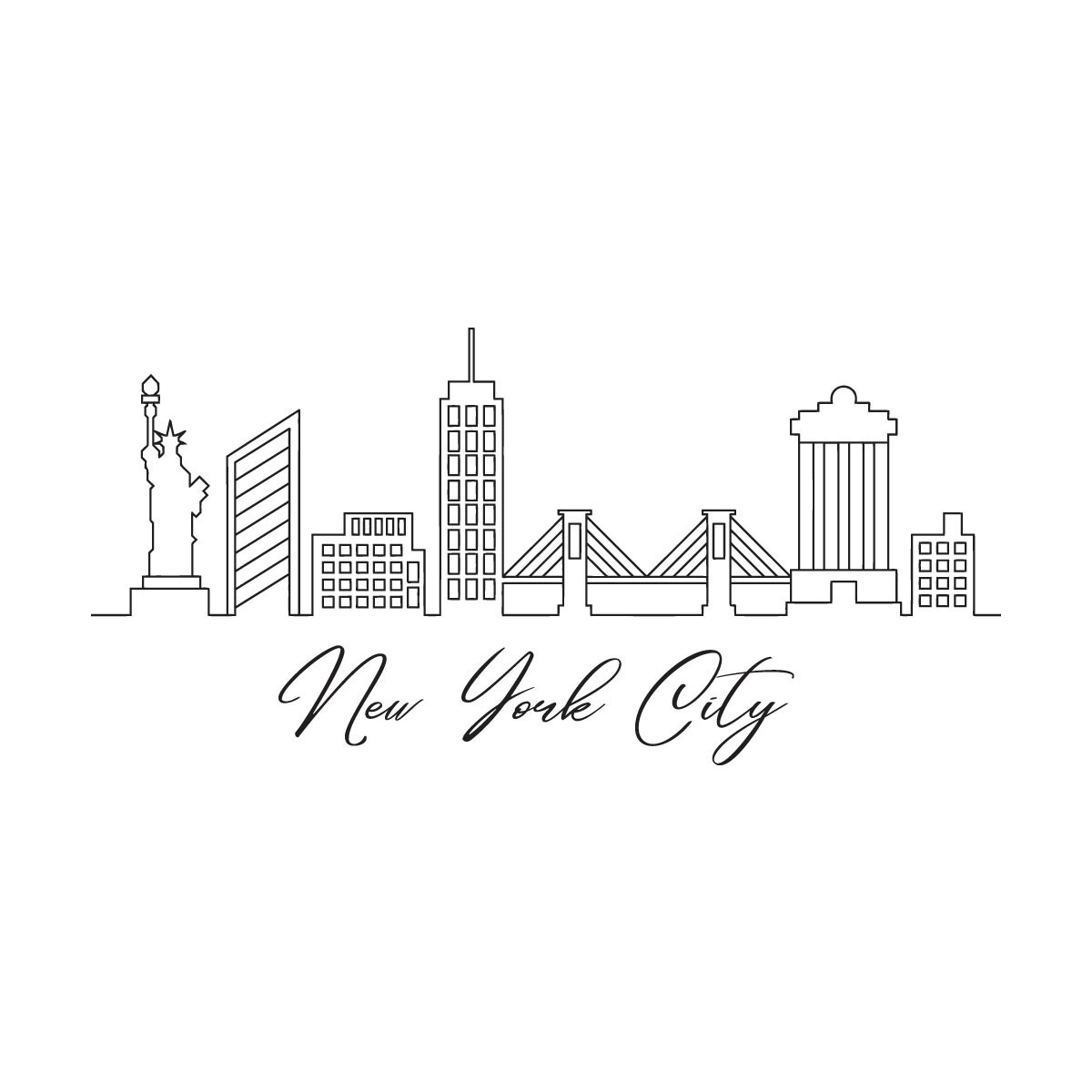 New York Skyline Wall Decal – Removable Vinyl Art for Urban Apartment Decor n134