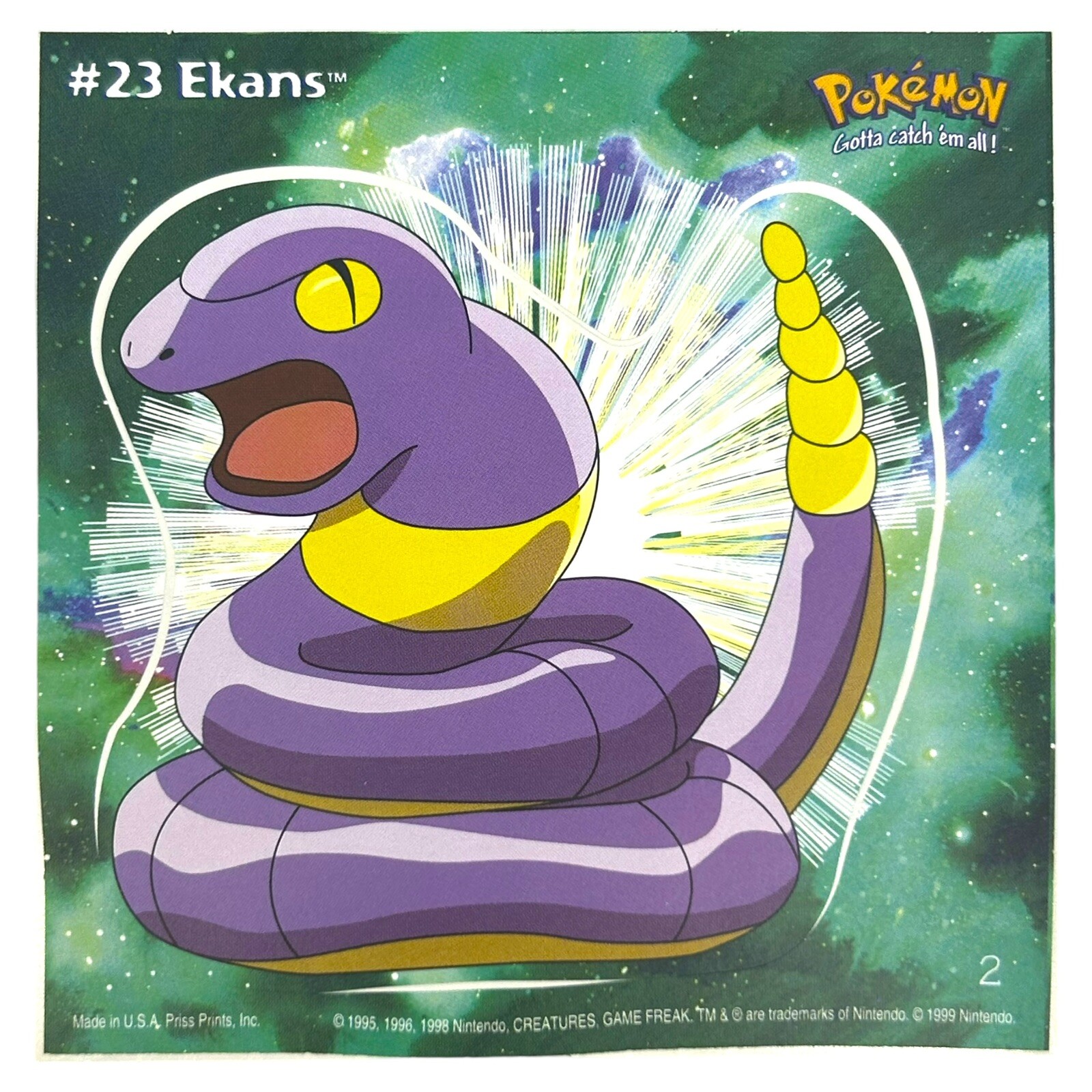 Pokemon Collect ’em Stick-Ups Ekans #23 Large 4” Sticker Priss Prints